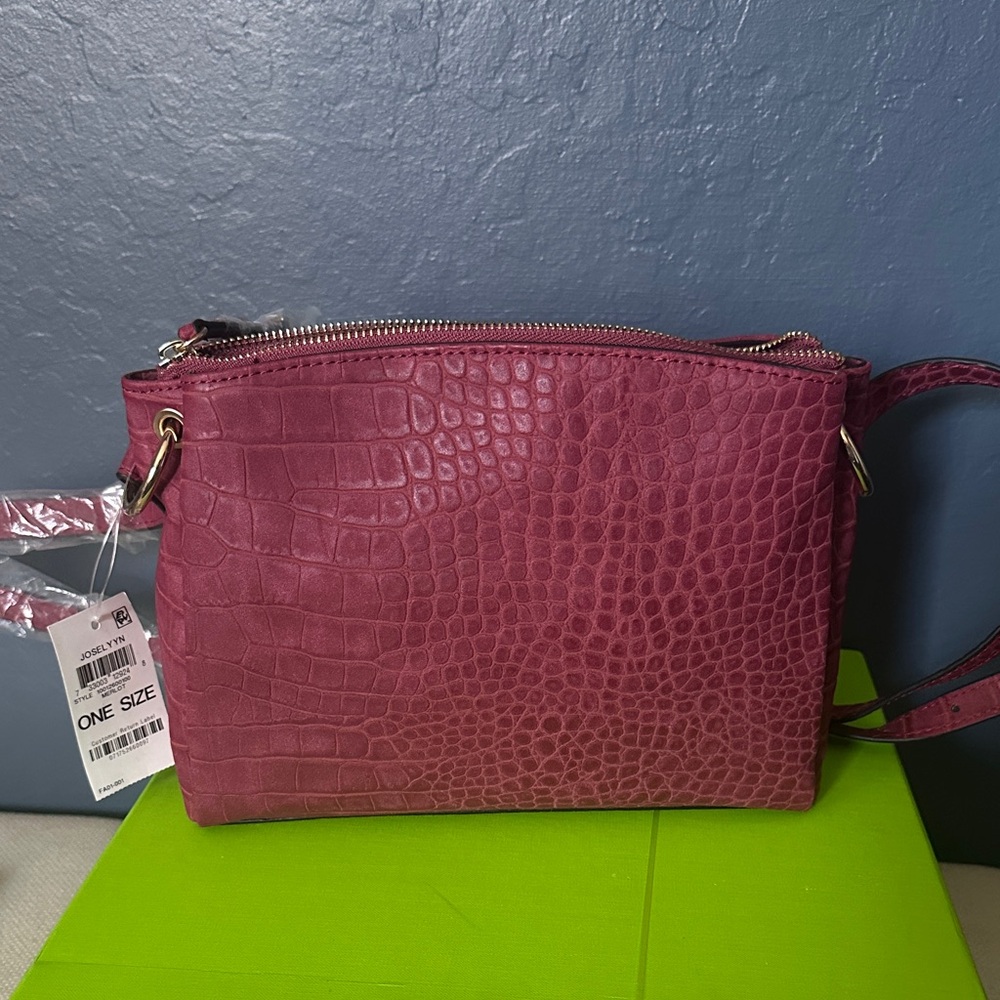 Alfani Crocodile-Embossed Crossbody Bag in Deep Pink
